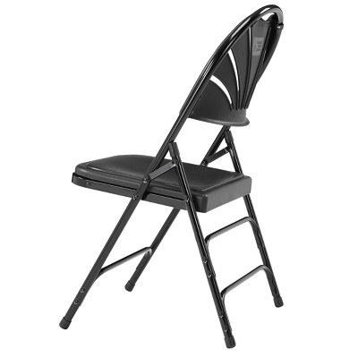 Lusitano Black Plastic Fan Back Folding Chairs, Set of 4