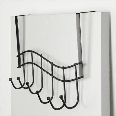 LunaLulinlk Over Door Hooks Rack - 6 Hook Over Door Hanger for Hanging - Over Door Towel Rack for Bathroom, Bedroom or Laundry Room (Black)