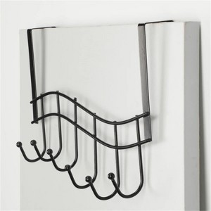 LunaLulinlk Over Door Hooks Rack - 6 Hook Over Door Hanger for Hanging - Over Door Towel Rack for Bathroom, Bedroom or Laundry Room (Black) - 1 of 4