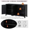 60" Sideboard Buffet Cabinet, Farmhouse Storage Cabinet with 4 Doors and Adjustable Shelf, China Cabinet for Dining Room, Living Room, Hallway Black - 3 of 4