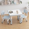 Kids Table and 4 Chairs Set with Graffiti Desktop, Height Adjustable Toddler Table and Chairs Set - 3 of 4