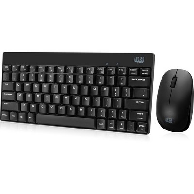 Adesso WKB-1100CB - Wireless Spill Resistant Mini Keyboard & Mouse Combo - USB Wireless RF 79 Key - English (US) - USB Wireless RF Optical