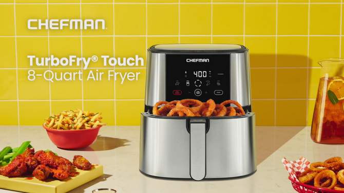 Chefman Turbofry 8 Qt Air Fryer with Digital Controls - Stainless Steel, 2 of 13, play video