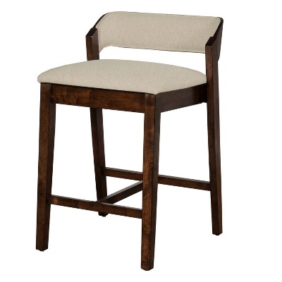 Dresden Non Swivel Counter Height Barstool Walnut - Hillsdale Furniture: Matte Finish, Upholstered, Wood Legs