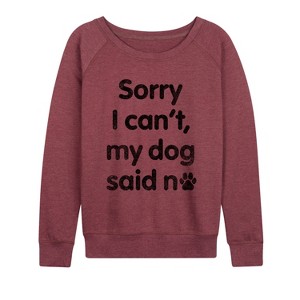 Women's - Instant Message - Can't Dog Said No Lightweight French Terry Wide Neck Long Sleeve Graphic Shirt - 1 of 4
