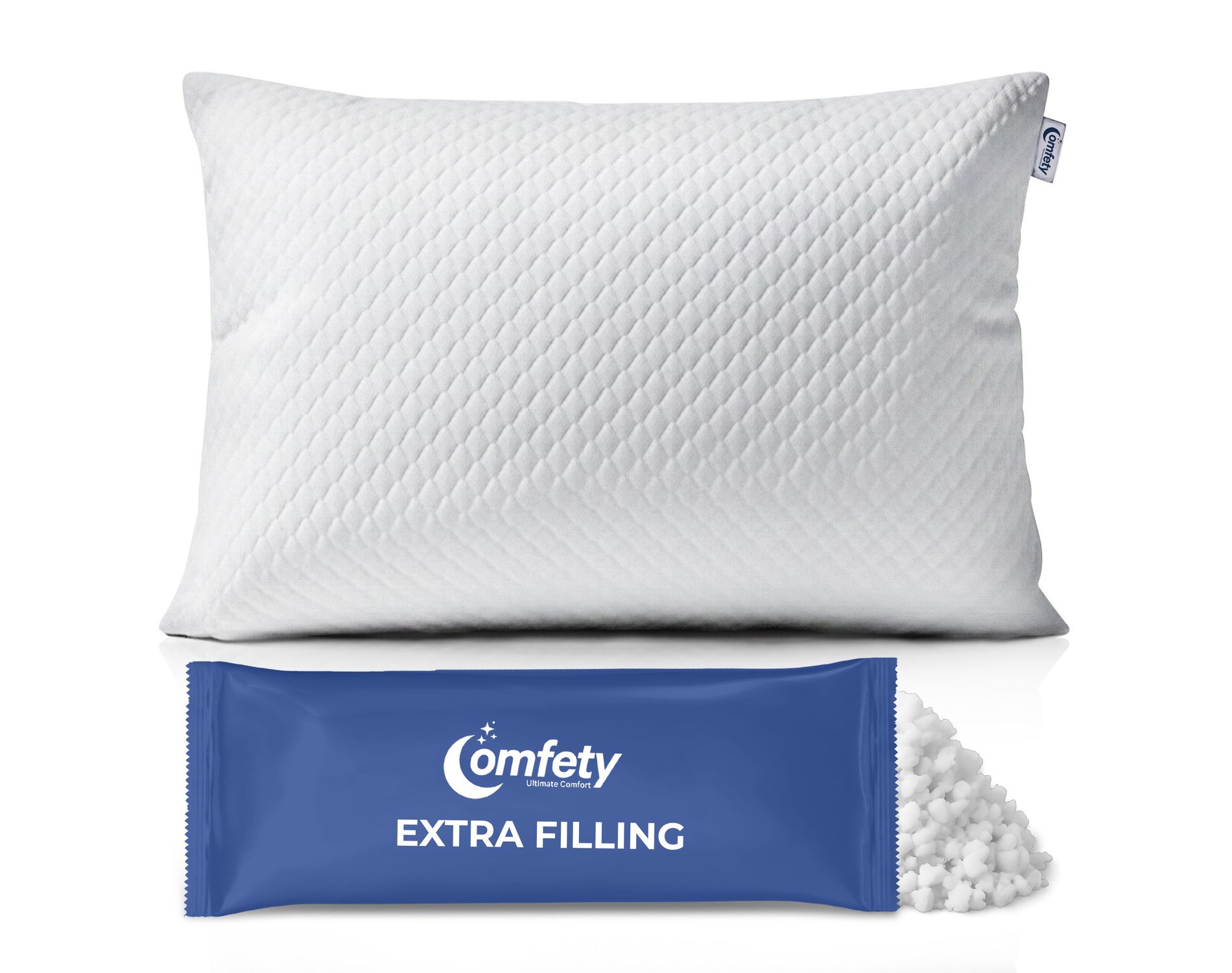 Memory Foam Pillow, Breathable Adjustable Firm Pillow with Shredded Memory Foam Fill, Supportive Pillows for Back & Side Sleepers with Washable Cover