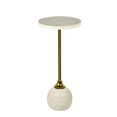 Kate & Laurel Pianka Gold Drink Table - Small Round Accent Table With Wavy Metal Top - Perfect Plant Stand