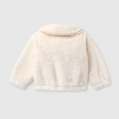 Детские куртки Cat & Jack Toddler Girls' Plush Collar Jacket - Cat & Jack™ Cream 18M — фото 3