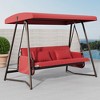 CAVINAS 3-Seat Metal Porch Swing,Outdoor Patio Swing Chair with Cushion and Adjustable Canopy,Outdoor Swing for Poolside,Porch,Garden - 2 of 4