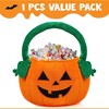Joyfy Halloween Pumpkin Plush Tote Bucket, Cute Goody Basket with Handle for Kids, Trick or Treat Candy Bag, Halloween Party Favor Supplies - 2 of 4