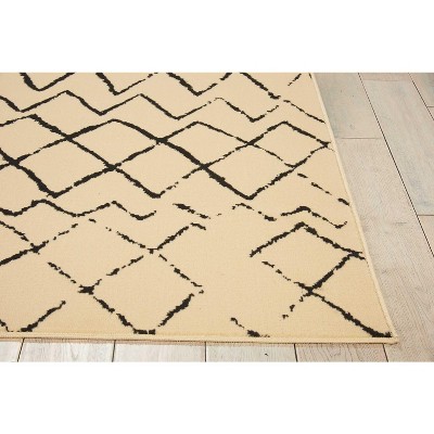 Tribal Cream and Black Geometric 5' x 7' Area Rug