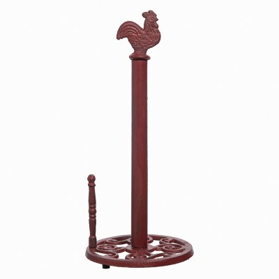 Transpac Metal 15" Grey Spring Rooster Paper Towel Holder