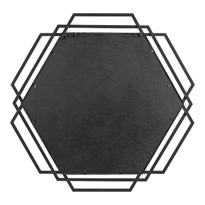 Kona 32x31 Black Iron Hexagon Bathroom Vanity Mirror