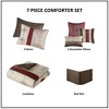 Sapphtopaz 7 Piece Comforter Set Jacquard Bedding Sets Plant Pattern Striped Prints with Embroidery Quilt Set with Throw Pillows - 2 of 4
