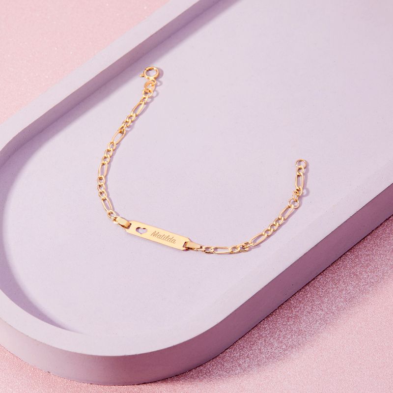 Girls' Heart Cutout Tag ID Bracelet 14k Gold - In Season Jewelry, 6 of 8
