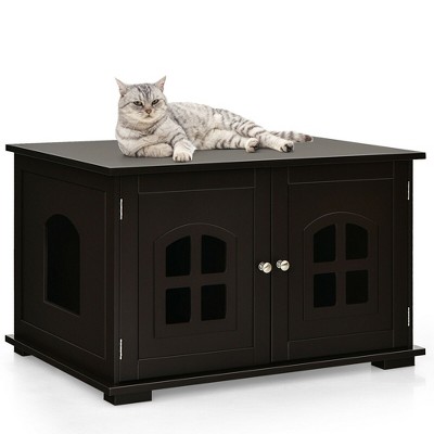 ALLOSWELL Litter Box Enclosure, Hidden Cat Washroom, Wooden Cat