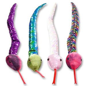 ArtCreativity Plush Stuffed Flip Sequin Snake Toys (Set of 4) - 1 of 4