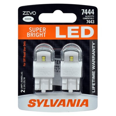 Sylvania Zevo 7444 White LED Super Bright Interior and Exterior Daytime Running DLR and Back Up Reverse Light Mini Light Bulb Set, 2 Pack