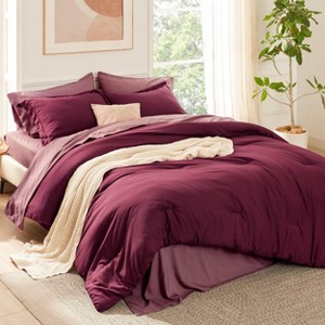 5/7 Pcs Soft Bedding Set All Season Boho Bed in a Bag Contrasting Design - 1 of 4