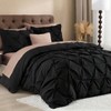 Black Queen Pinch Pleat Duvet Cover Set, 3 Pieces with Zipper Corner Ties, 90x90 Inch. - 2 of 4