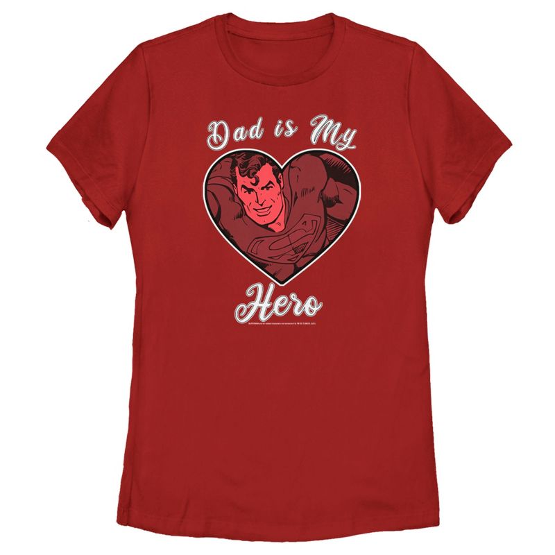 Women's Superman Valentine's Day Dad is My Hero T-Shirt, 1 of 5
