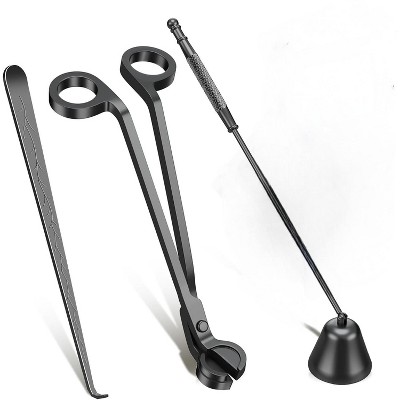 Candle Wick Trimmer, Candle Snuffer and Wick Dipper & Candle Accessory Set, 3 in 1 Candle Care Kit for Candle Lover (Black)