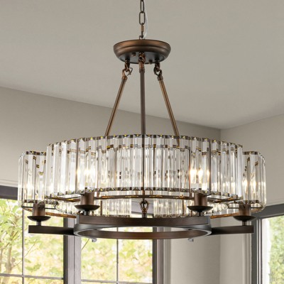 Rennnsan Doralia 24"W 6-Light Drum Crystal Modern Glam Dimmable Chandelier in Gold