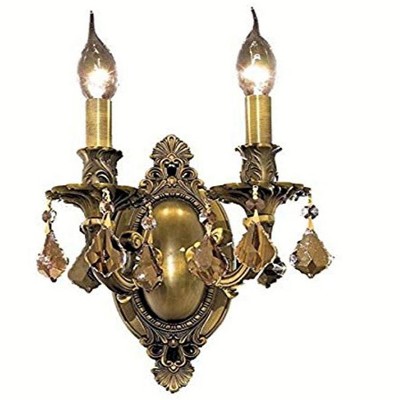 Elegant Lighting Rosalia 2 light Dark Bronze Wall Sconce Golden Teak (Smoky) Royal Cut Crystal