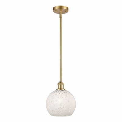 White Mouchette - 1 Light Stem Hung Mini Pendant In Modern Style-10 Inches Tall and 8 Inches Wide