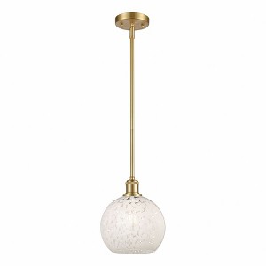 White Mouchette - 1 Light Stem Hung Mini Pendant In Modern Style-10 Inches Tall and 8 Inches Wide - 1 of 1