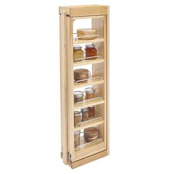 Rev-A-Shelf 6"W x 39"H Pull Out Quad Shelf Organizer for Wall & Base Kitchen Cabinets, Full Extension Filler Spice Rack, Adjustable, Wood, 432-WF39-6C