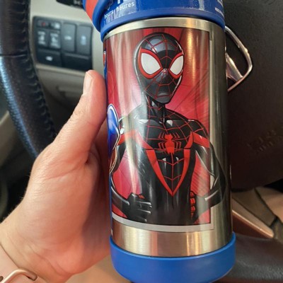 Thermos Kids Stainless Steel Vacuum Insulated Funtainer Straw Bottle,  Spiderman, 12 Fluid Ounces 