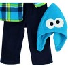 Sesame Street Toddler Boys' 3-Piece Cookie Monster Fleece Set with Hat - 4 of 4