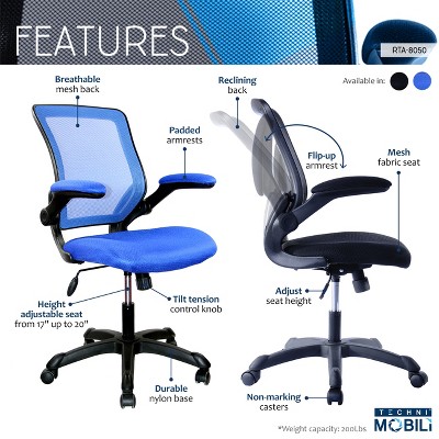 Azure Blue Mesh Ergonomic Swivel Desk Chair