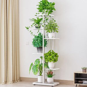 EcoSummer 6-Tier Metal Plant Stand for Indoor & Outdoor Use, 7 Potted Flower Holders, Corner Display Rack for Living Room, Patio, Garden, White - 1 of 4