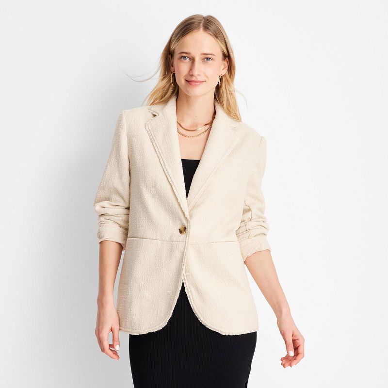 Women's Boucle Frayed Edge Blazer - Future Collective™ with Jenny K. Lopez, 1 of 6