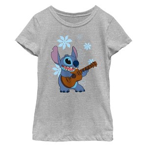 Girl's Lilo & Stitch Floral Ukulele Dance T-Shirt - 1 of 4