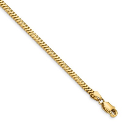 Black Bow Jewelry 2.25mm 14k Yellow Gold Solid Franco Chain Bracelet
