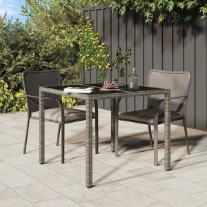 vidaXL Garden Dining Table Brown 35.4x35.4x29.5 in Poly Rattan - 1 of 4