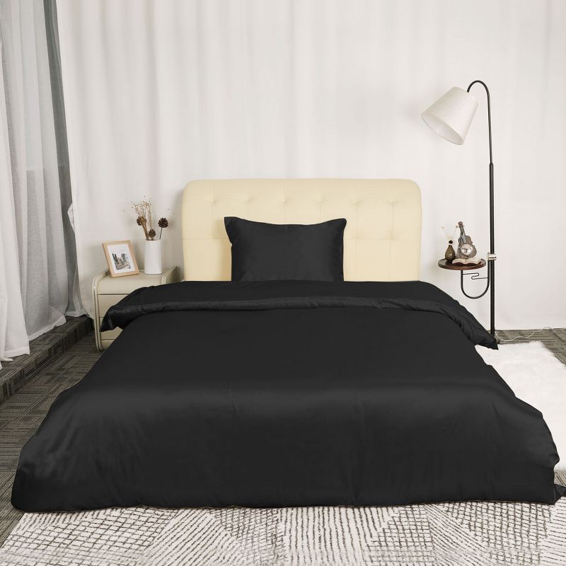 PiccoCasa Polyester Solid Color Reversible 2 Pcs 1 Duvet Cover and 1 Pillow Case, 2 of 7