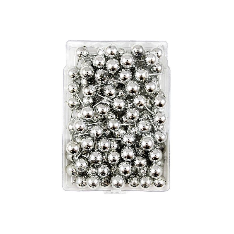 JAM Paper Colored Map Thumb Tacks Silver Round Head Push Pins 2 Packs of 100 22432214A, 3 of 8