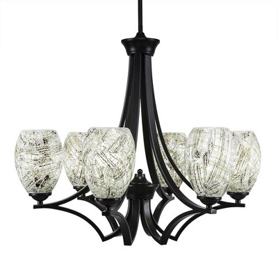 Toltec Lighting Zilo 6 - Light Chandelier in  Matte Black with 5" Natural Fusion Shade