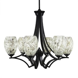 Toltec Lighting Zilo 6 - Light Chandelier in  Matte Black with 5" Natural Fusion Shade - 1 of 1