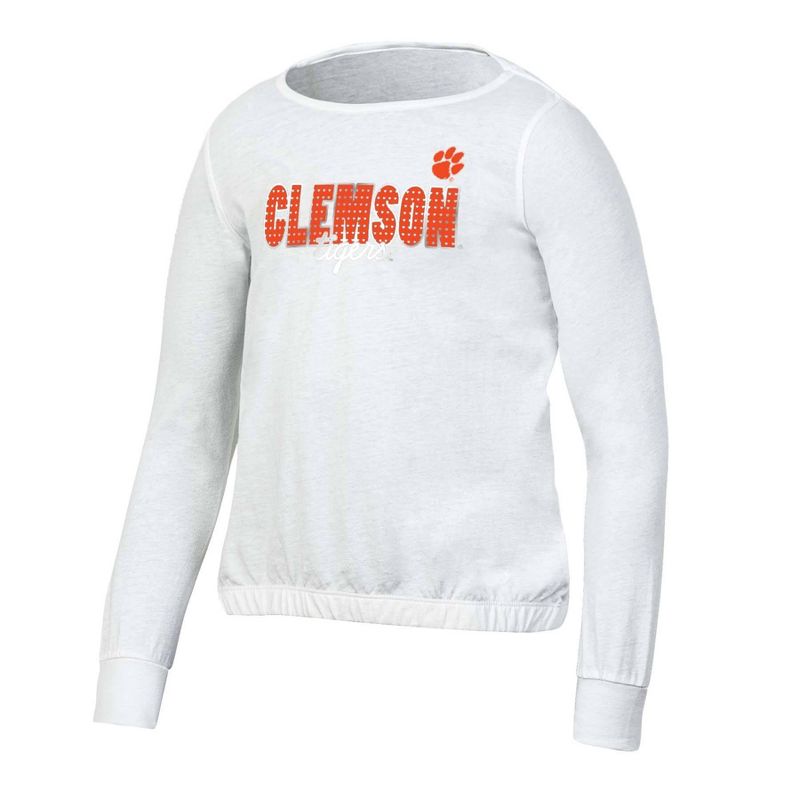 NCAA Clemson Tigers Girls&#39; White Long Sleeve T-Shirt, 1 of 4