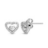 Sterling Silver 1/6 Cttw Diamond Open Double Heart Stud Earrings - 4 of 4