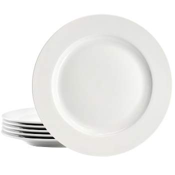 Our Table Simply White 6 Piece 11 Inch Round Porcelain Dinner Plate Set in White