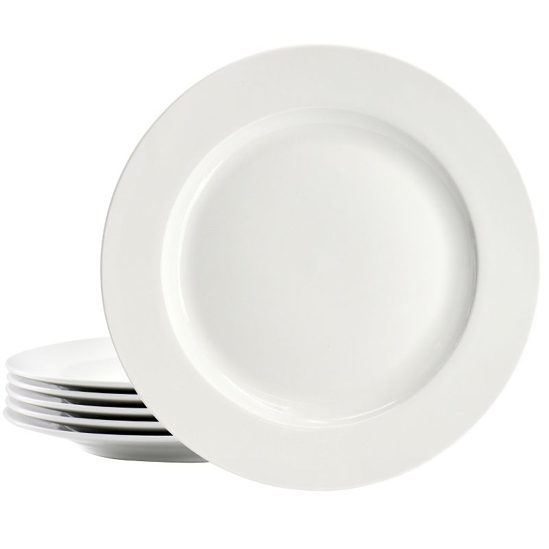 Our Table Simply White 6 Piece 11 Inch Round Porcelain Dinner Plate Set in White, 1 of 6