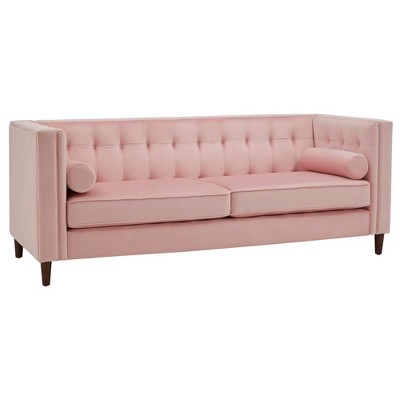 Karissa Velvet Sofa with Pillows Pink - Inspire Q