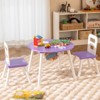Infans Kids Wooden Round Table & 2 Chair Set w/ Center Mesh Storage Purple - 2 of 4