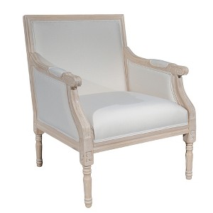 Racxily French Accent Chair Traditional Wood Frame Linen Upholstery Distressed Finish Home Decor, Singel - 1 of 4